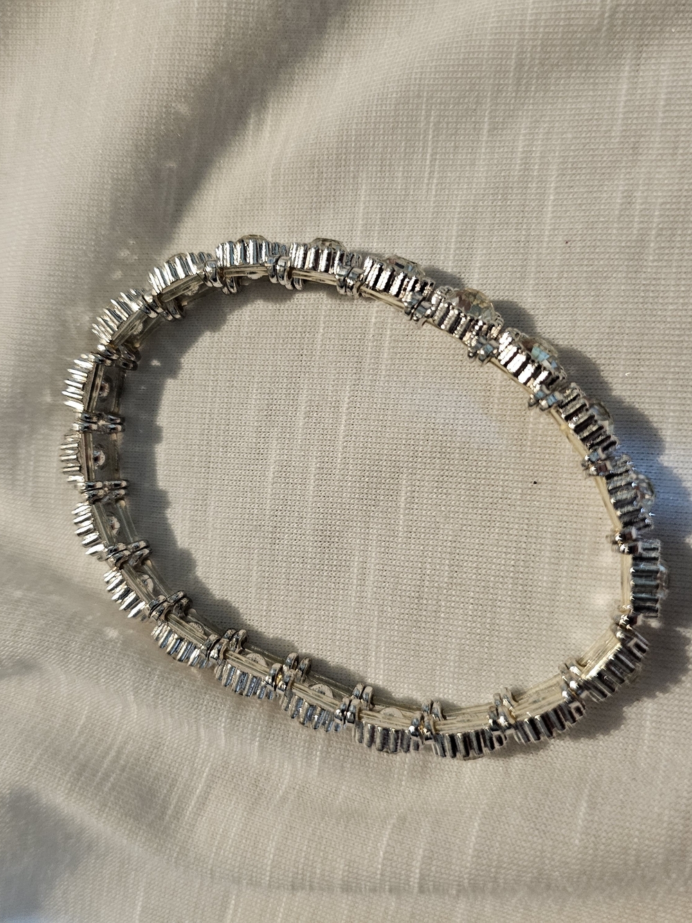 Silver Baguette Crystal Stretch Bracelet - Women's Jewelry